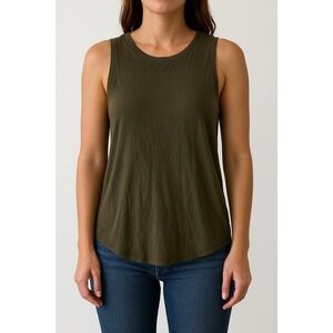 Athleta Olive Green Sleeveless Tank Top Cutout Back - Size S